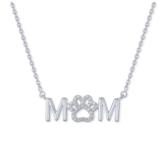 Diamond “Paw” Mom 18” Pendant Necklace in Sterling Silver - Picture 1 of 6